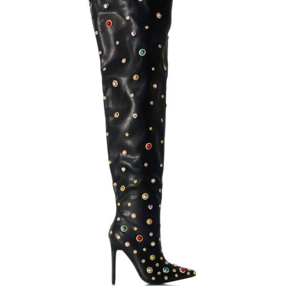 AZALEA WANG " JEWELED JOURNEY " EMBELLISHED ABOVE THE KNEE BOOT (BRAND NEW !!!!! - Picture 6 of 8